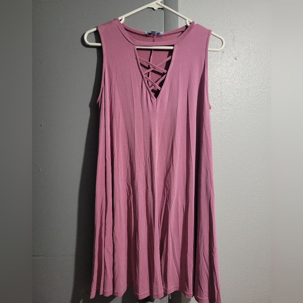 She + Sky Mauve Crisscross Dress